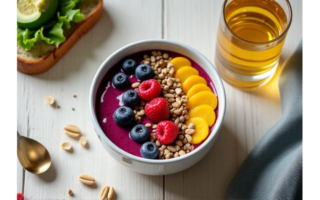 Persona preparando un desayuno saludable y vibrante para iniciar el día con energía