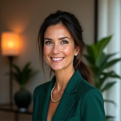 Elena Navarro, coach de bienestar de Ritmo Sombrío, de perfil pensativa.