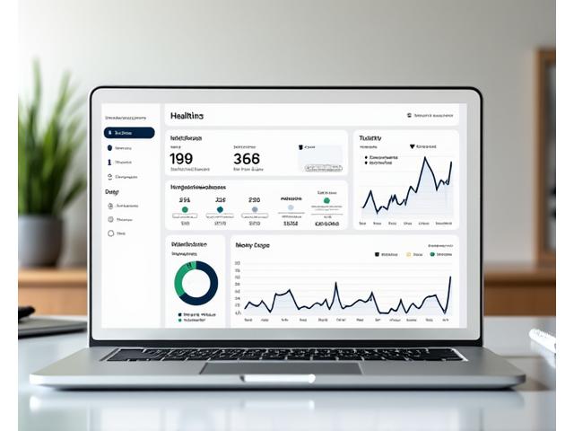 Panel de control digital que muestra gráficas de progreso nutricional, análisis de macros y tendencias de energía, en una pantalla moderna.