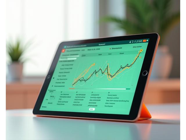Representación gráfica de un algoritmo inteligente generando un plan de entrenamiento personalizado en una tablet, con métricas de progreso y adaptaciones visibles.