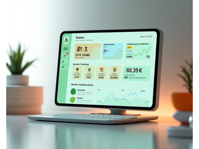 Captura de pantalla de un panel de control gamificado para fitness, mostrando gráficos de progreso, insignias ganadas y un reto comunitario activo en una interfaz elegante y accesible.