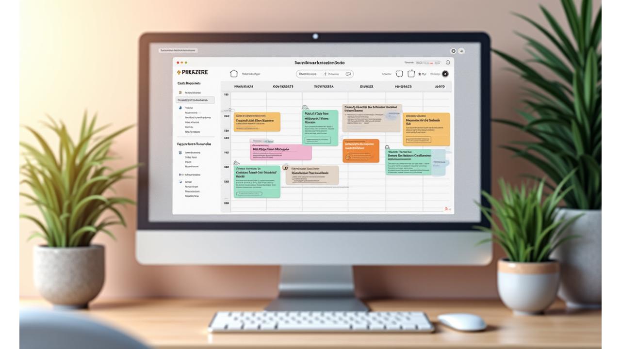 Calendario interactivo de talleres virtuales con fechas y temas destacados